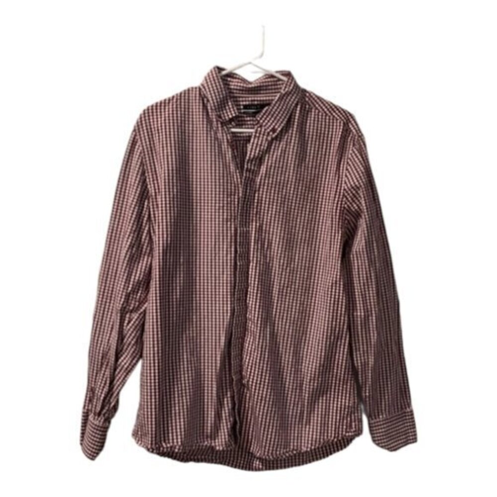Five Four Casual Button Down L/S Red Plaid/Checker Shirt Size Large EUC #4687